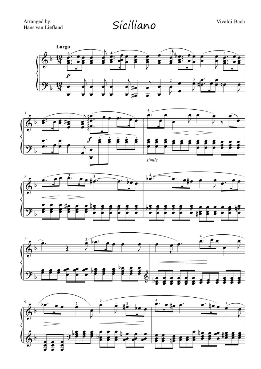 Siciliano Siciliano Piano Solo scores gallery preview page 1
