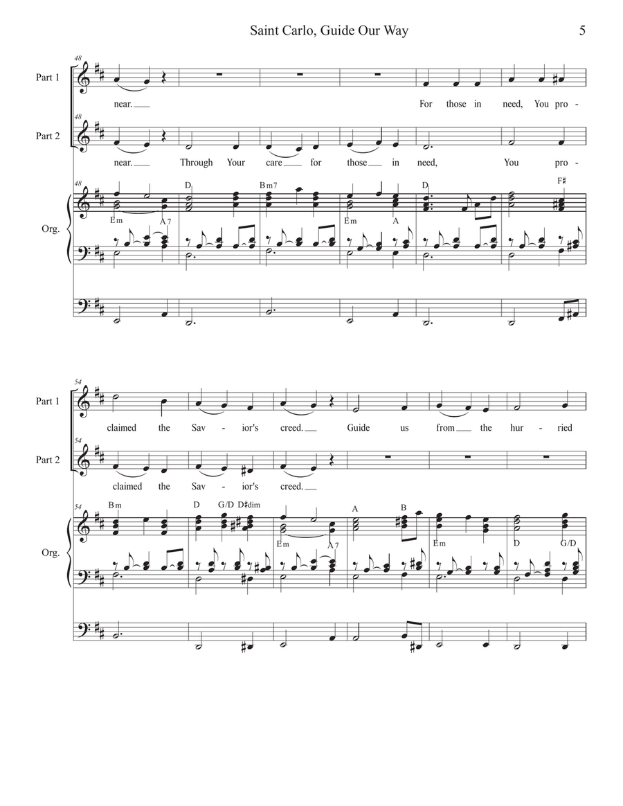 Saint Carlo, Guide Our Way (2-part choir) 2-Part scores gallery preview page 5