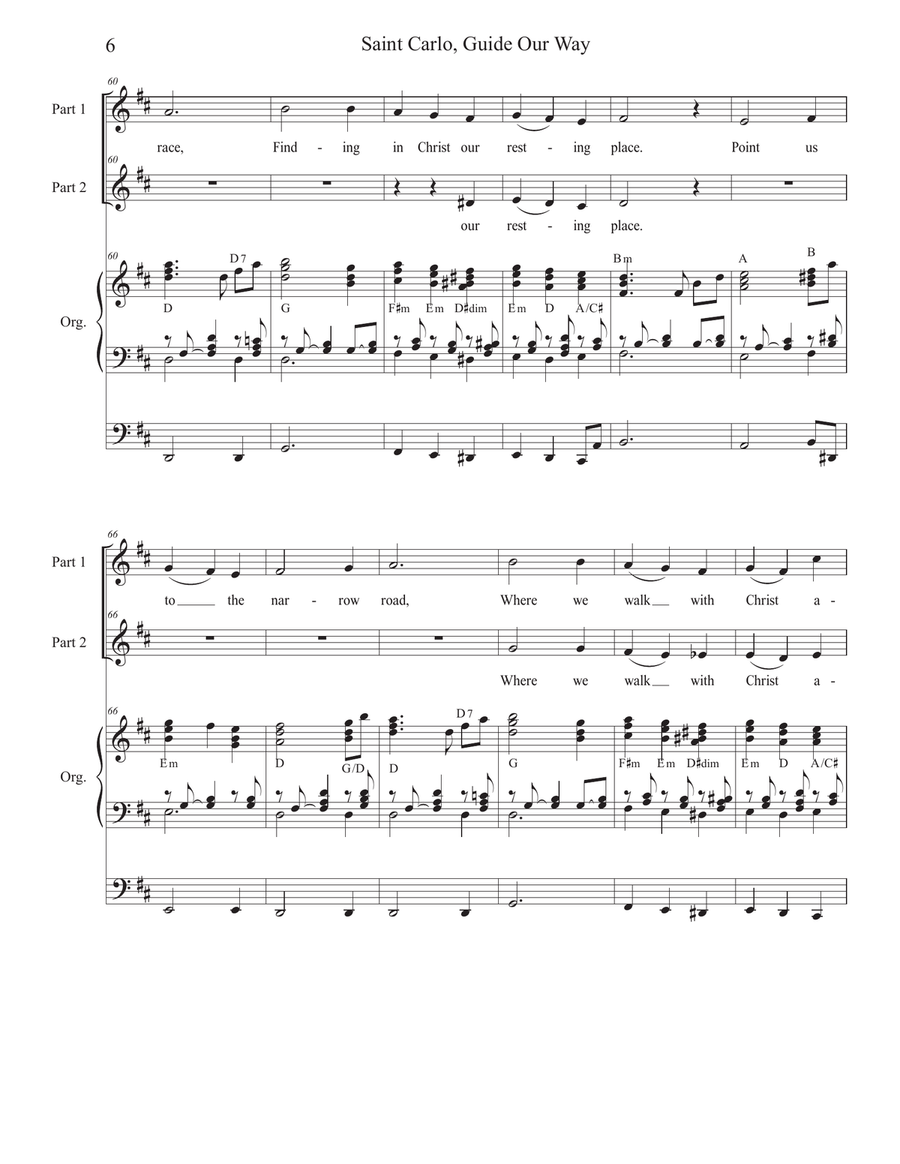 Saint Carlo, Guide Our Way (2-part choir) 2-Part scores gallery preview page 6
