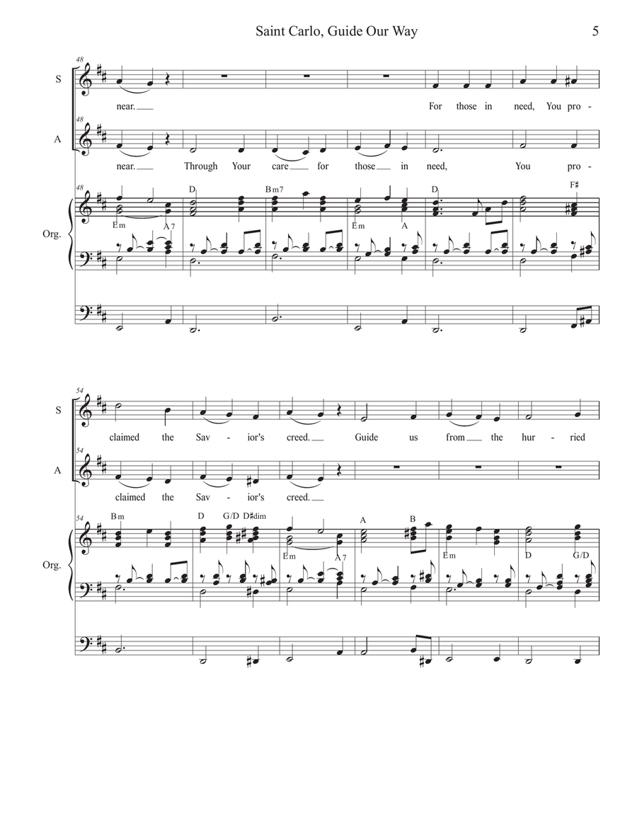 Saint Carlo, Guide Our Way (2-part choir - (SA) SA scores gallery preview page 5