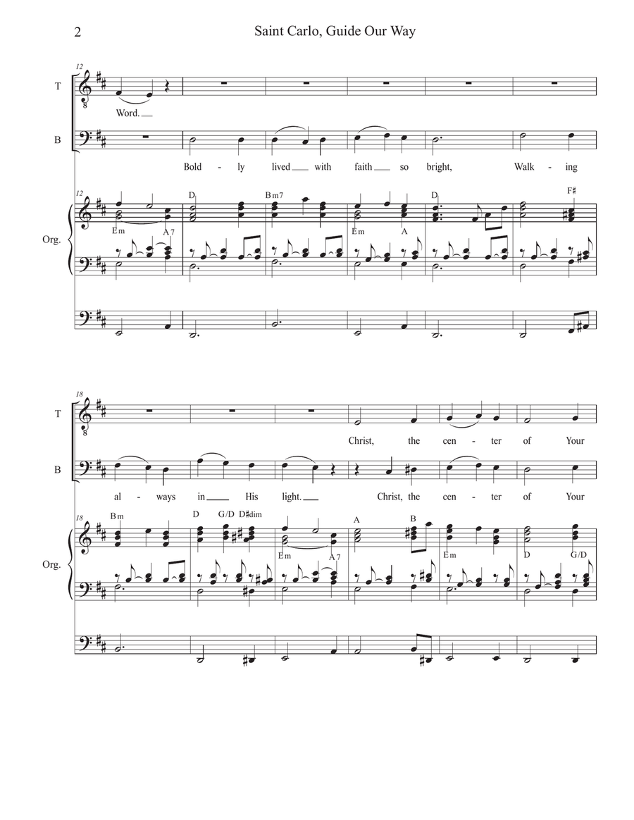 Saint Carlo, Guide Our Way (2-part choir - (TB) TB scores gallery preview page 2