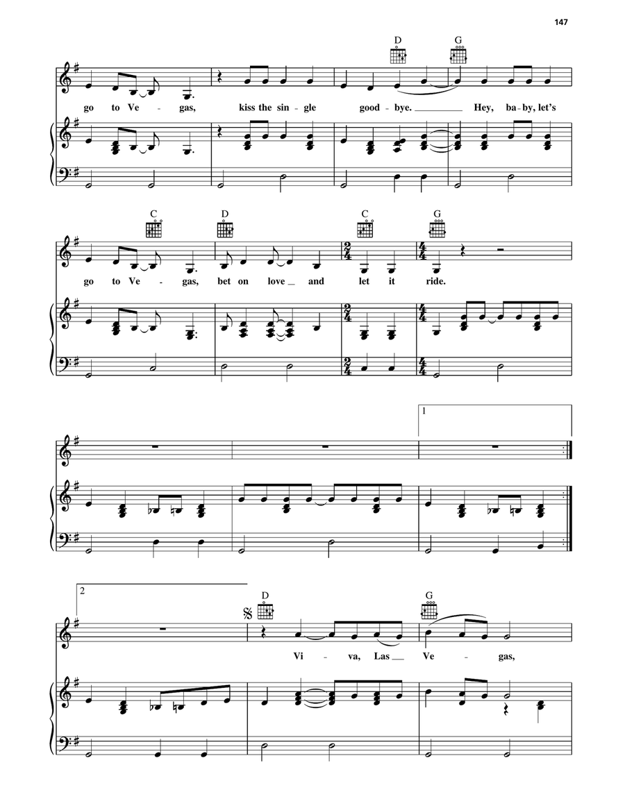 Let's Go To Vegas Let's Go To Vegas Piano, Vocal, Guitar scores gallery preview page 2