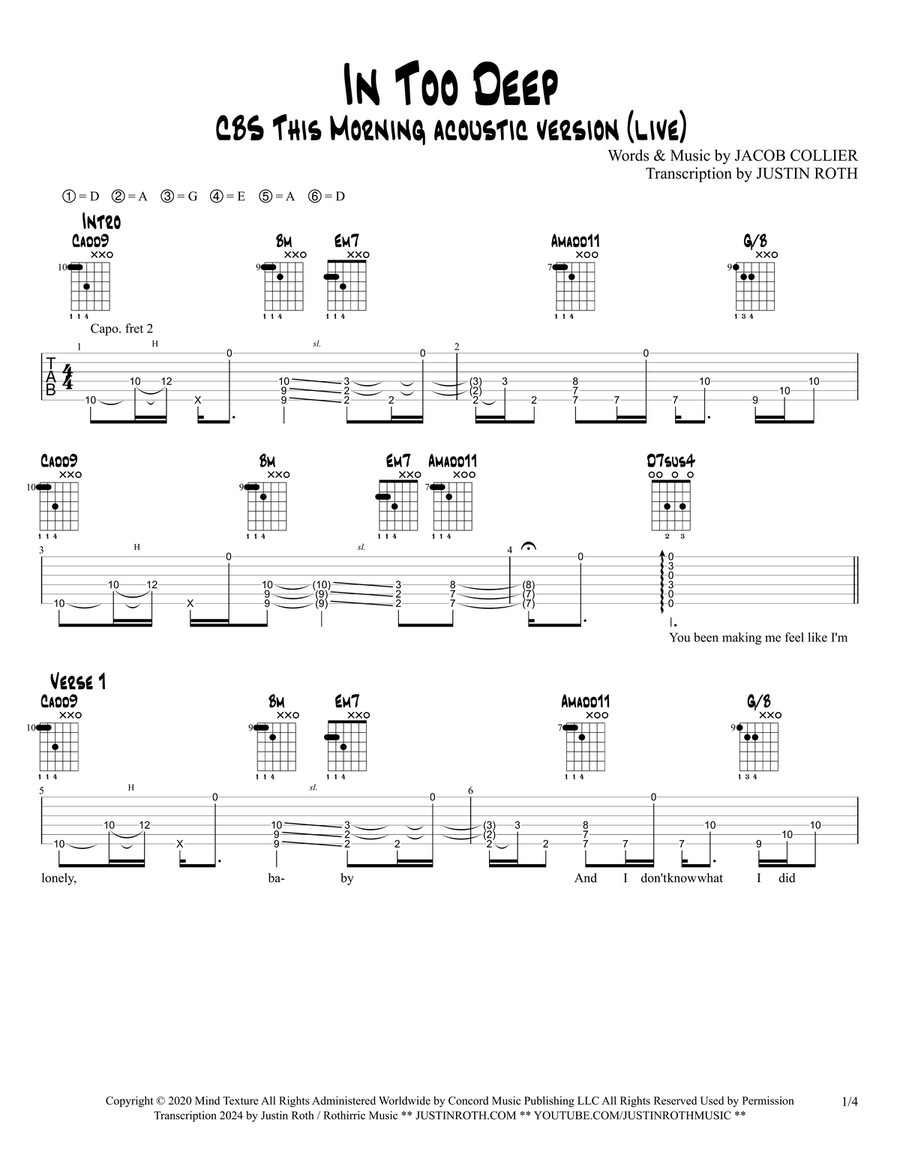 In Too Deep Acoustic Guitar scores gallery preview page 1