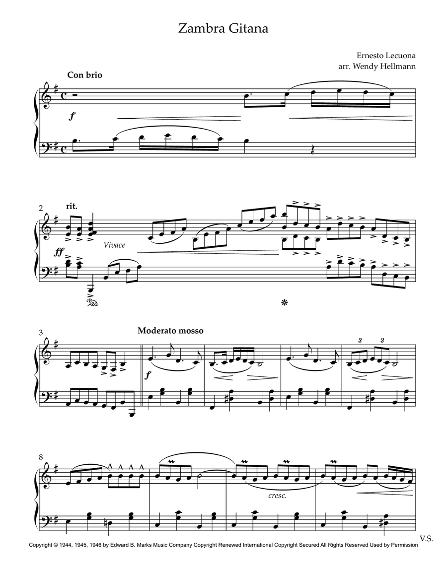 Zambra Gitana Piano Solo scores gallery preview page 1