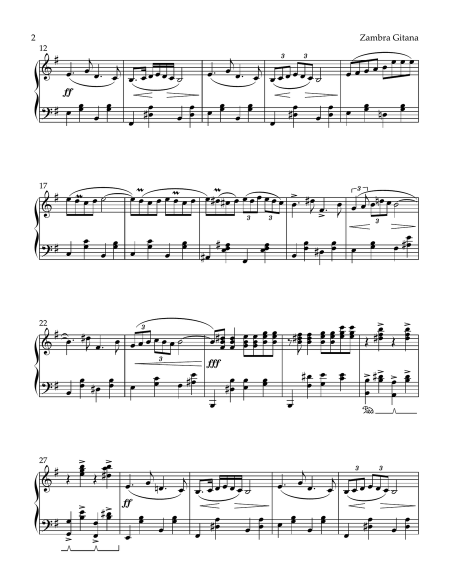 Zambra Gitana Piano Solo scores gallery preview page 2