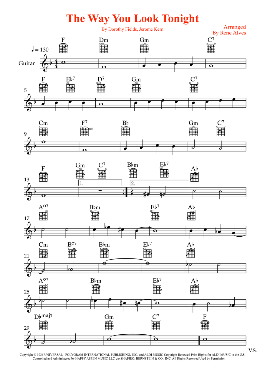 The Way You Look Tonight The Way You Look Tonight Electric Guitar scores gallery preview page 1