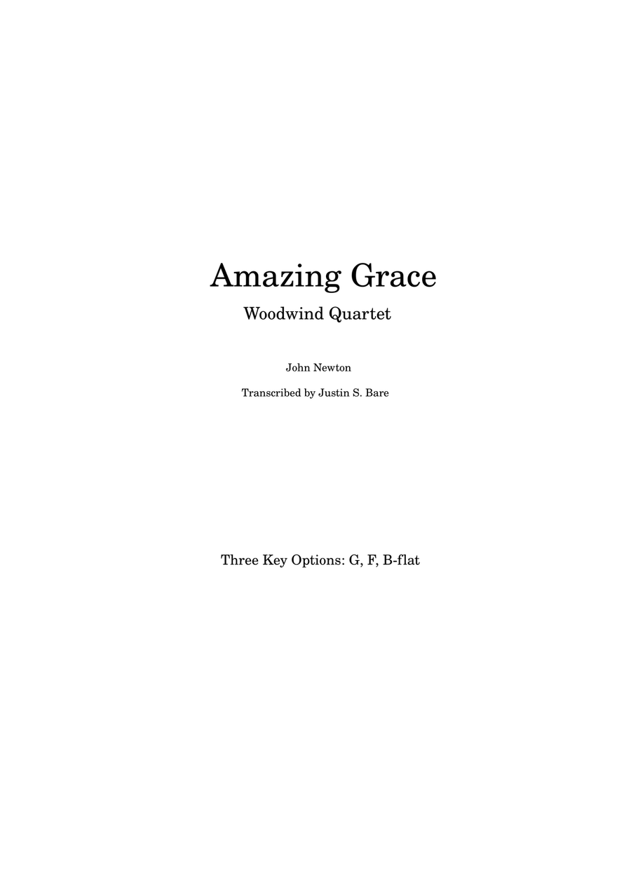Amazing Grace (Woodwind Quartet; Three Key Options) Woodwind Quartet scores gallery preview page 1
