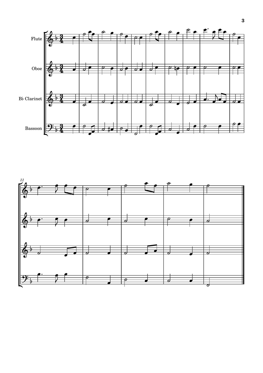 Amazing Grace (Woodwind Quartet; Three Key Options) Woodwind Quartet scores gallery preview page 3