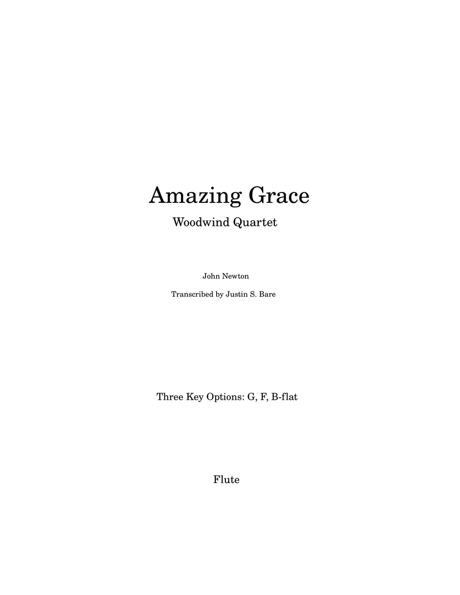 Amazing Grace (Woodwind Quartet; Three Key Options) Woodwind Quartet scores gallery preview page 5