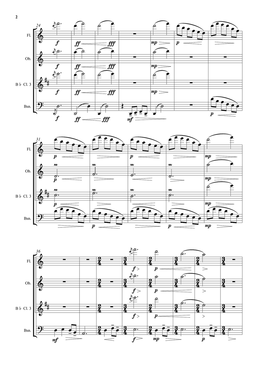 To a Japanese friend far away for wind quartet Woodwind Quartet scores gallery preview page 2