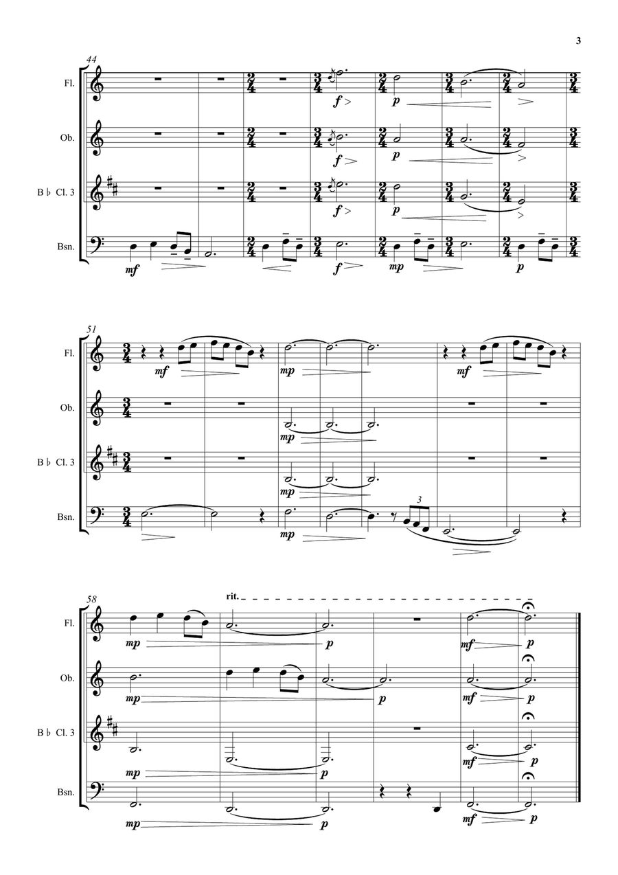 To a Japanese friend far away for wind quartet Woodwind Quartet scores gallery preview page 3