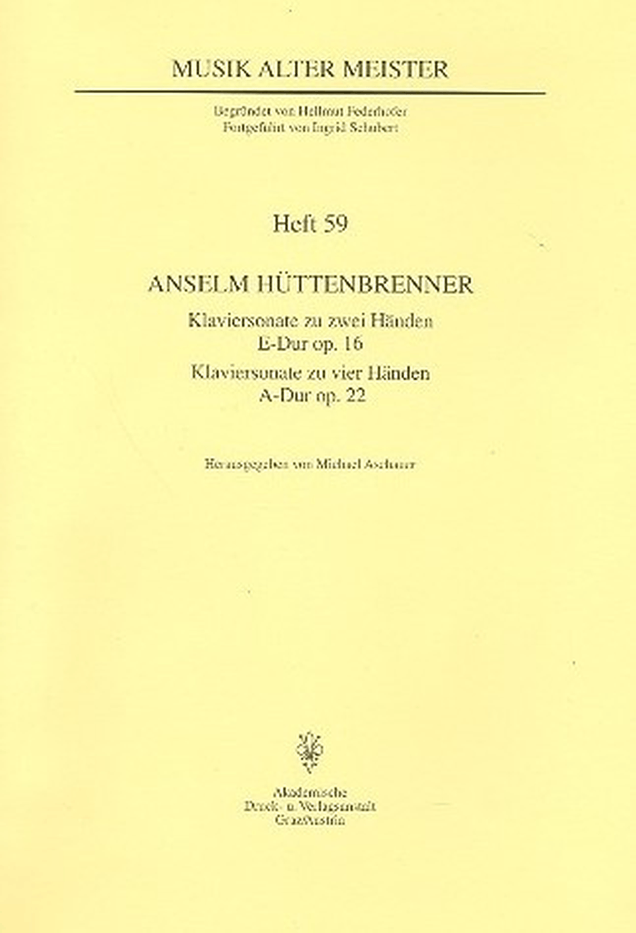 Sonate E-Dur op.16 für Klavier und Sonate A-Dur op.22 für Klavier zu 4 Händen op. 16, op. 22 Piano Solo scores gallery preview page 1