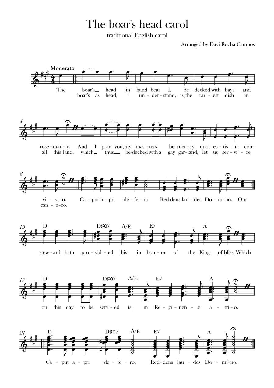 The boar's head carol The boar's head carol Piano scores gallery preview page 1
