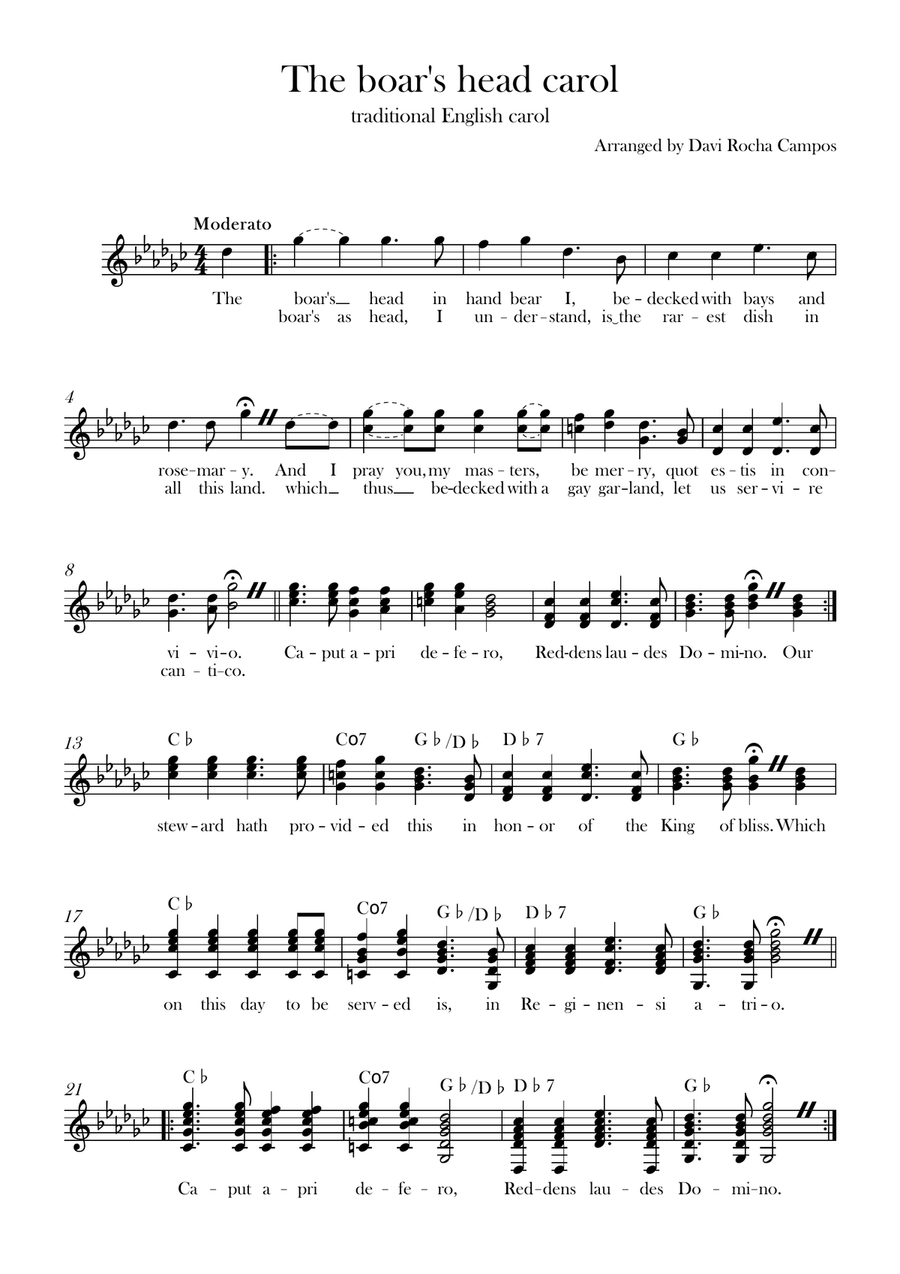 The boar's head carol The boar's head carol Piano scores gallery preview page 1