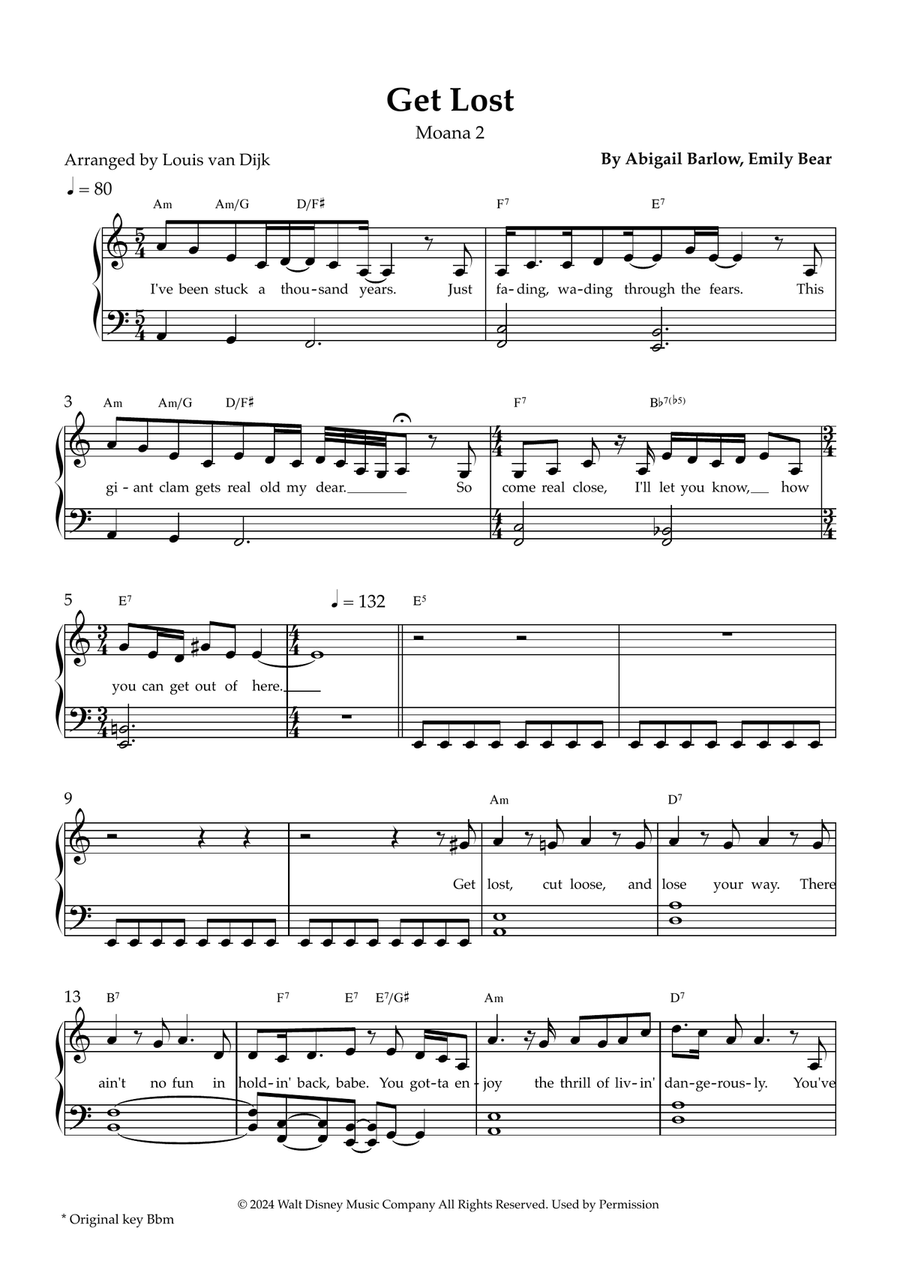 Get Lost Get Lost Piano, Vocal scores gallery preview page 1