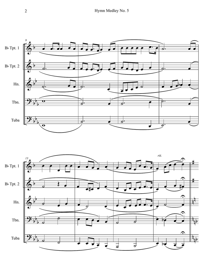 Hymn Medley No. 5 (Brass Quintet) Brass Quintet scores gallery preview page 2