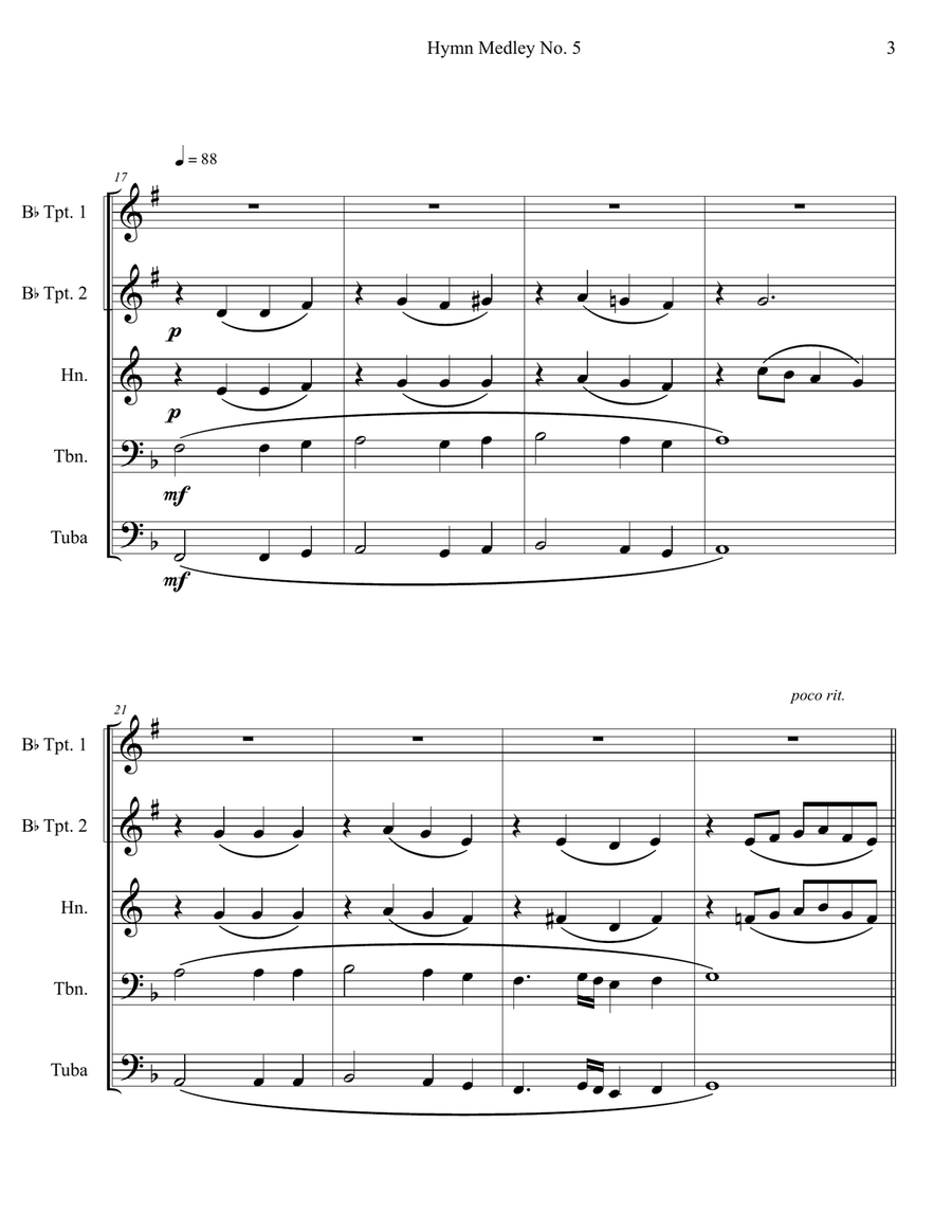 Hymn Medley No. 5 (Brass Quintet) Brass Quintet scores gallery preview page 3