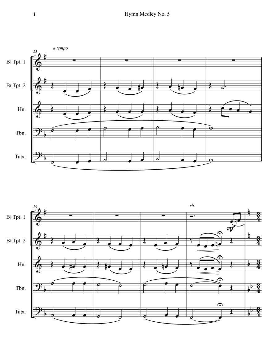 Hymn Medley No. 5 (Brass Quintet) Brass Quintet scores gallery preview page 4