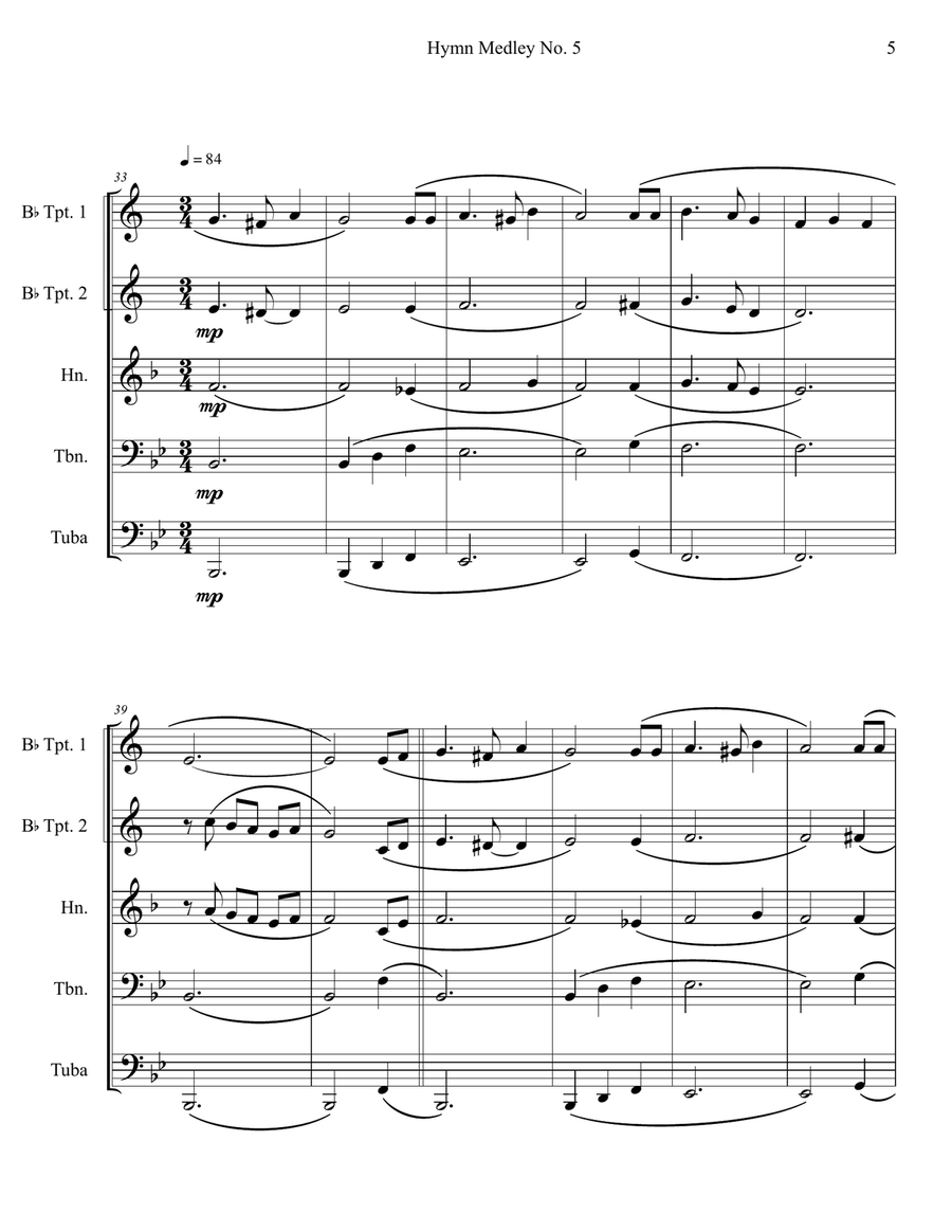 Hymn Medley No. 5 (Brass Quintet) Brass Quintet scores gallery preview page 5