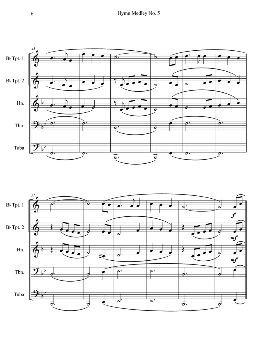 Hymn Medley No. 5 (Brass Quintet) Brass Quintet scores gallery preview page 6