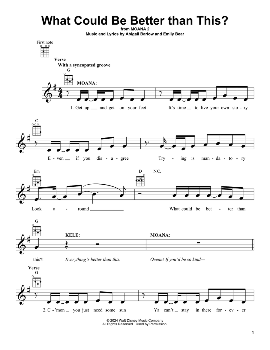 What Could Be Better Than This? (from Moana 2) Ukulele scores gallery preview page 1