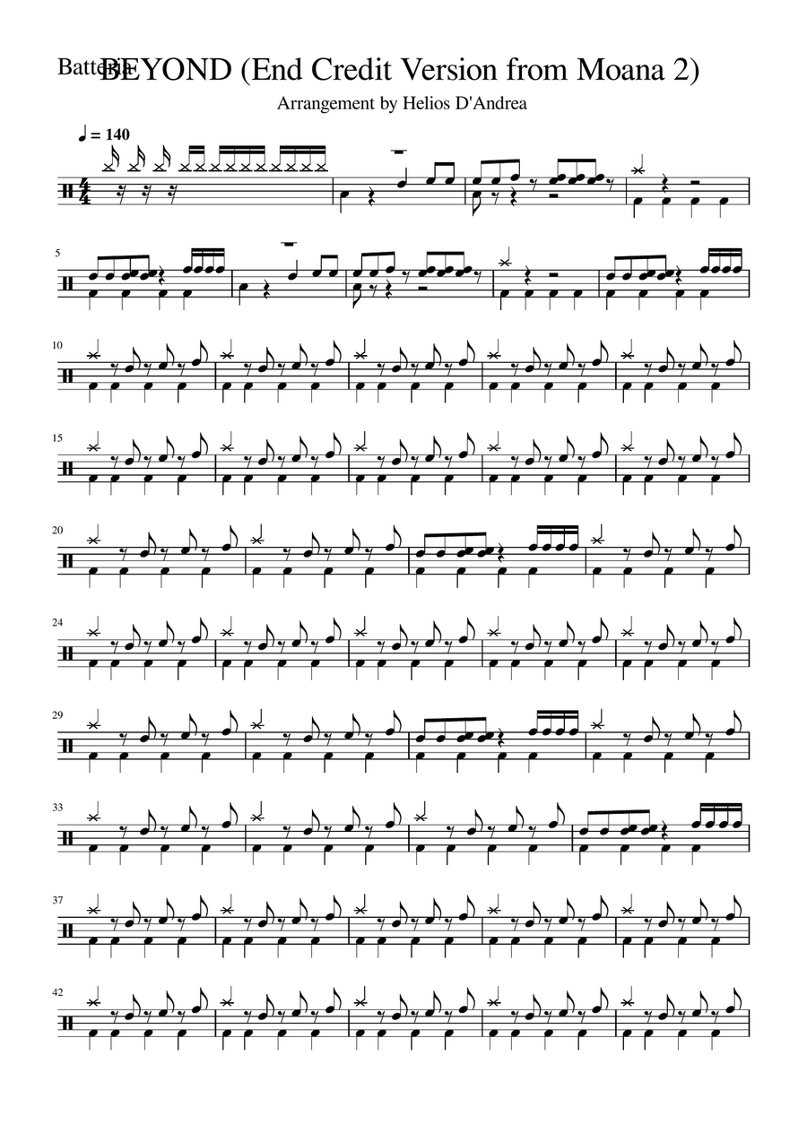 Beyond (End Credit Version) Drum Set scores gallery preview page 1