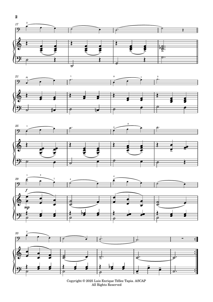 Vals in C-dur for Cello and Piano Piano scores gallery preview page 2