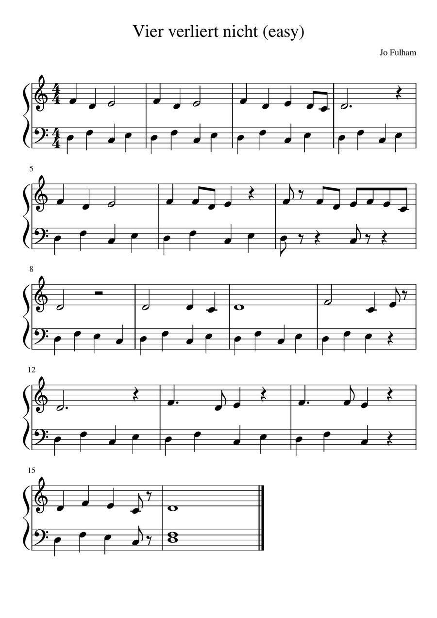 Vier verliert nicht (easy) Easy Piano scores gallery preview page 1