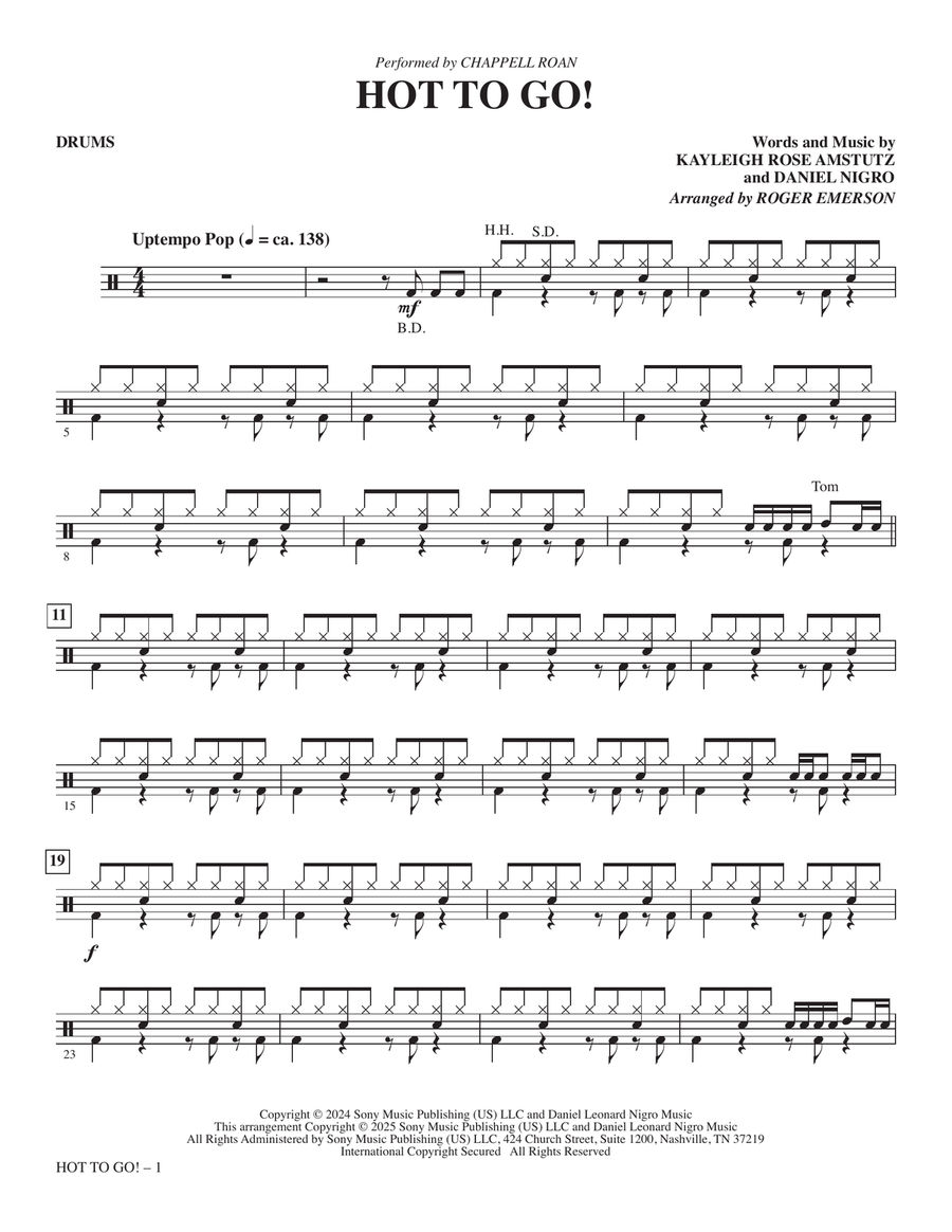 Hot To Go! (arr. Roger Emerson) - Drums Choir scores gallery preview page 1