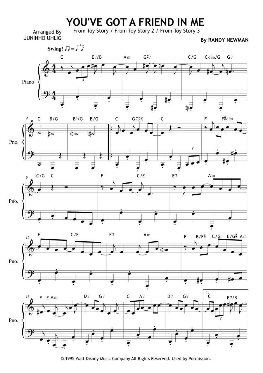 You've Got A Friend In Me Easy Piano scores gallery preview page 1