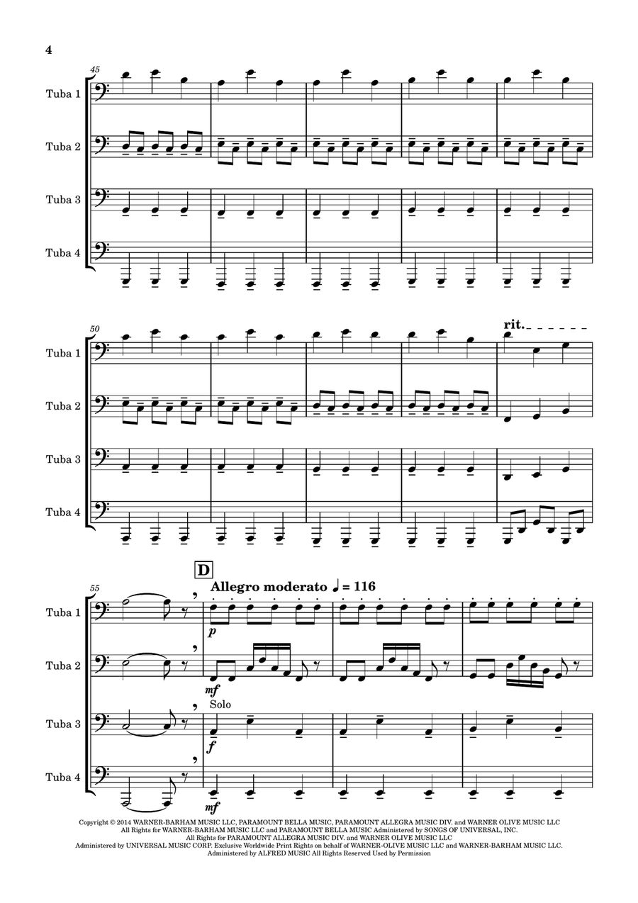 Interstellar Interstellar Brass Quartet scores gallery preview page 4