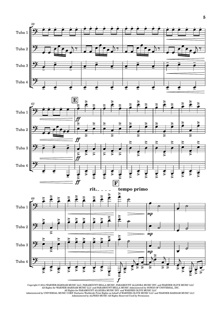 Interstellar Interstellar Brass Quartet scores gallery preview page 5
