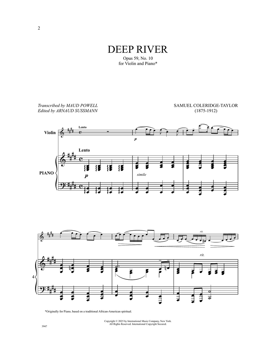 Deep River, Opus 59, No. 10