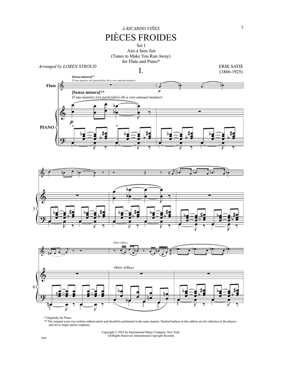 Pièces Froids, Set I: Airs a faire fuir (Tunes to Make You Run Away), for Flute and Piano Flute Solo scores gallery preview page 2