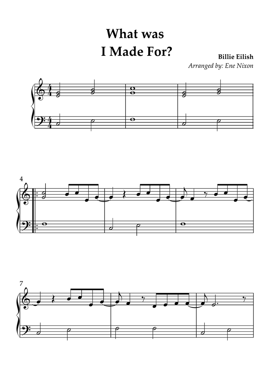 What Was I Made For? What Was I Made For? Easy Piano scores gallery preview page 2
