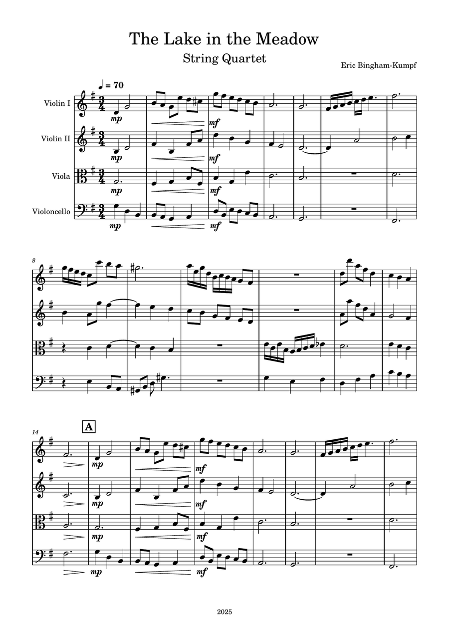 The Lake in the Meadow The Lake in the Meadow String Quartet scores gallery preview page 1
