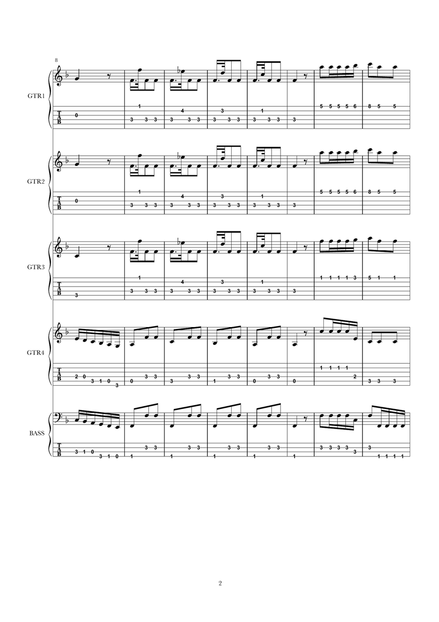 Autumn 3rd movement guitar quartet & bass (Op.8 n.3/RV293) Guitar Ensemble scores gallery preview page 3