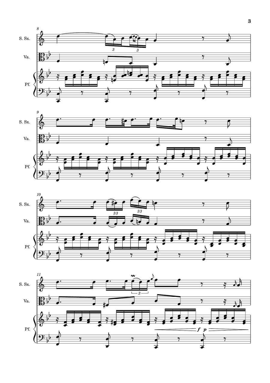 Ave Maria by F. Schubert – S. Sax, Viola and Piano. Score and Parts. Small Ensemble scores gallery preview page 3