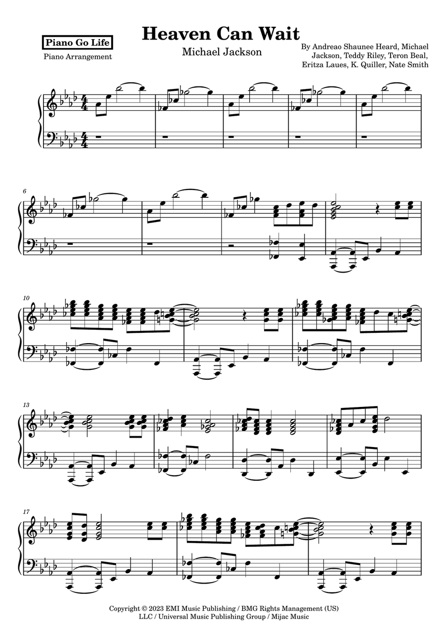 Heaven Can Wait Heaven Can Wait Piano Solo scores gallery preview page 1