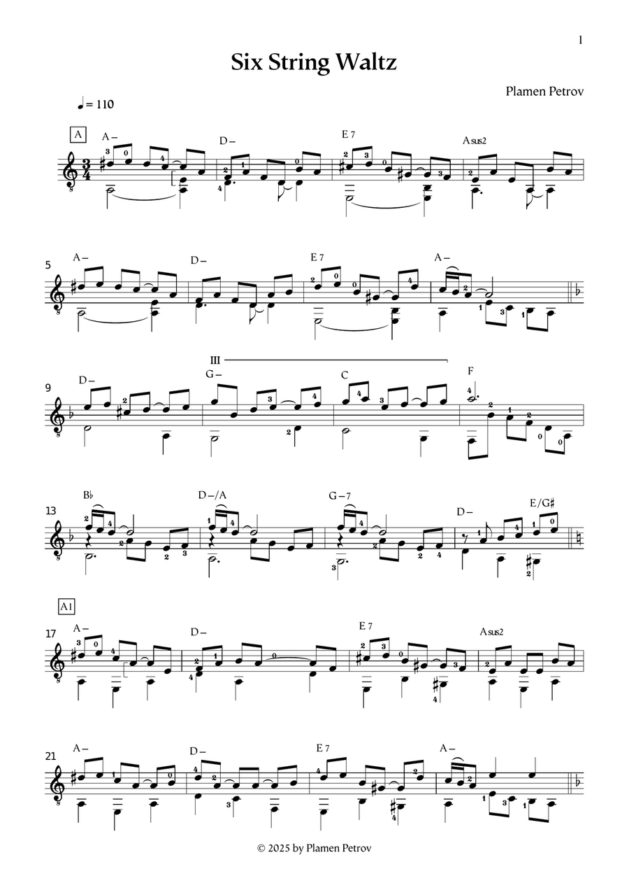 Six String Waltz Six String Waltz Acoustic Guitar scores gallery preview page 1