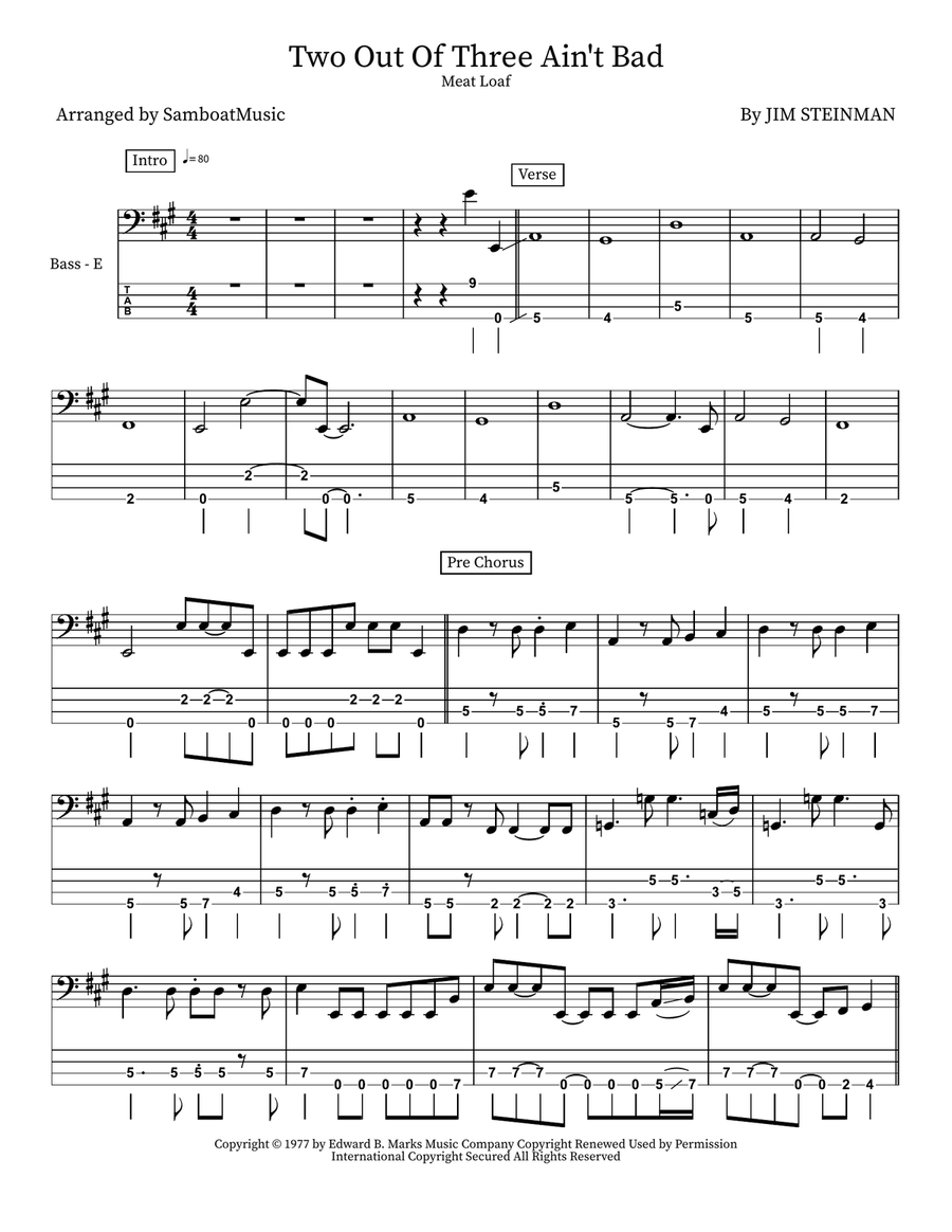 Two Out Of Three Ain't Bad Acoustic Guitar scores gallery preview page 1