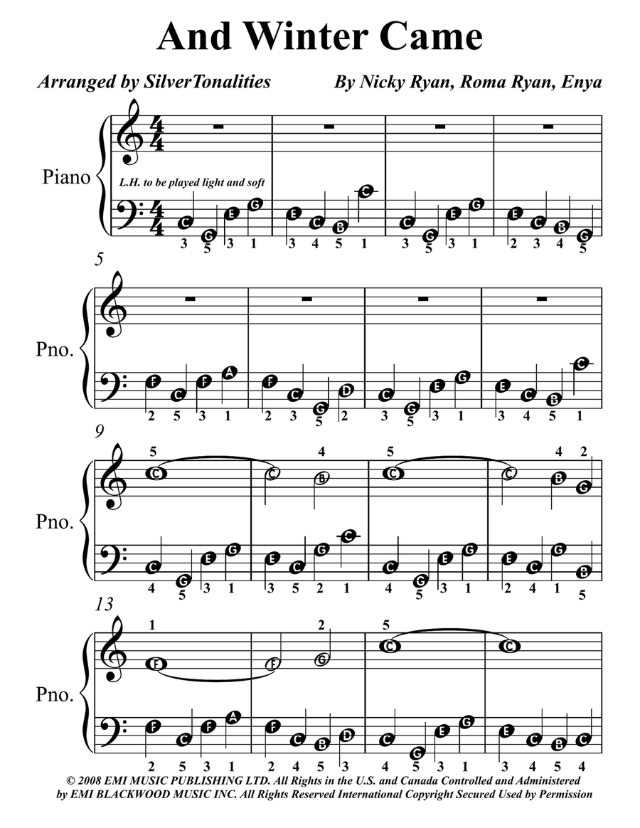 And Winter Came And Winter Came Piano Method scores gallery preview page 1