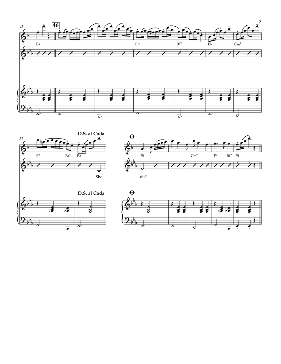 Molly Malone (with Soprano Sax & Piano, 2 or 3 players) Small Ensemble scores gallery preview page 3