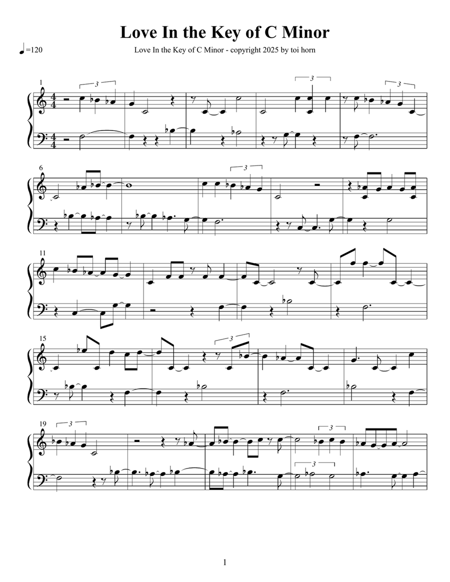 Love In the Key of C Minor Piano Solo scores gallery preview page 1