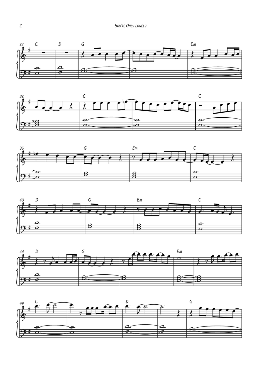 You're Only Lonely Piano Method scores gallery preview page 2