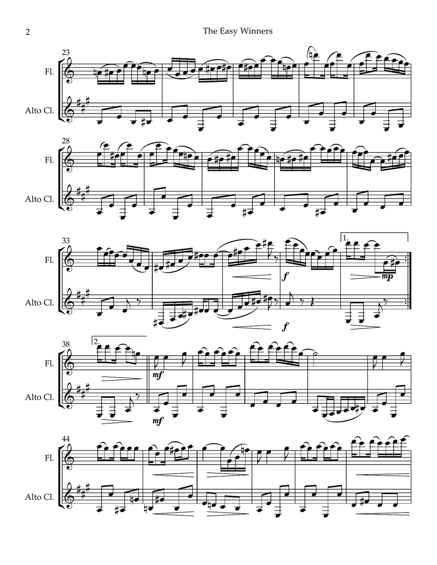 Two Joplin Rags (Flute and Alto Clarinet) Woodwind Duet scores gallery preview page 2