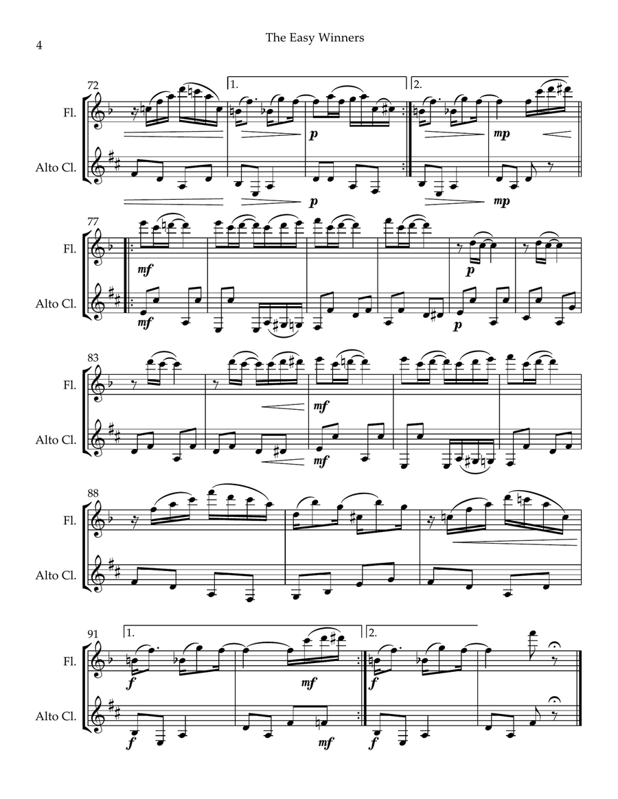 Two Joplin Rags (Flute and Alto Clarinet) Woodwind Duet scores gallery preview page 4