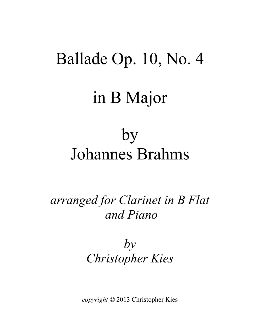 Sixteen Piano Pieces by Brahms, from Op. 10, 76, 116, 117 and 119, arranged for clarinet and piano Chamber Music scores gallery preview page 3