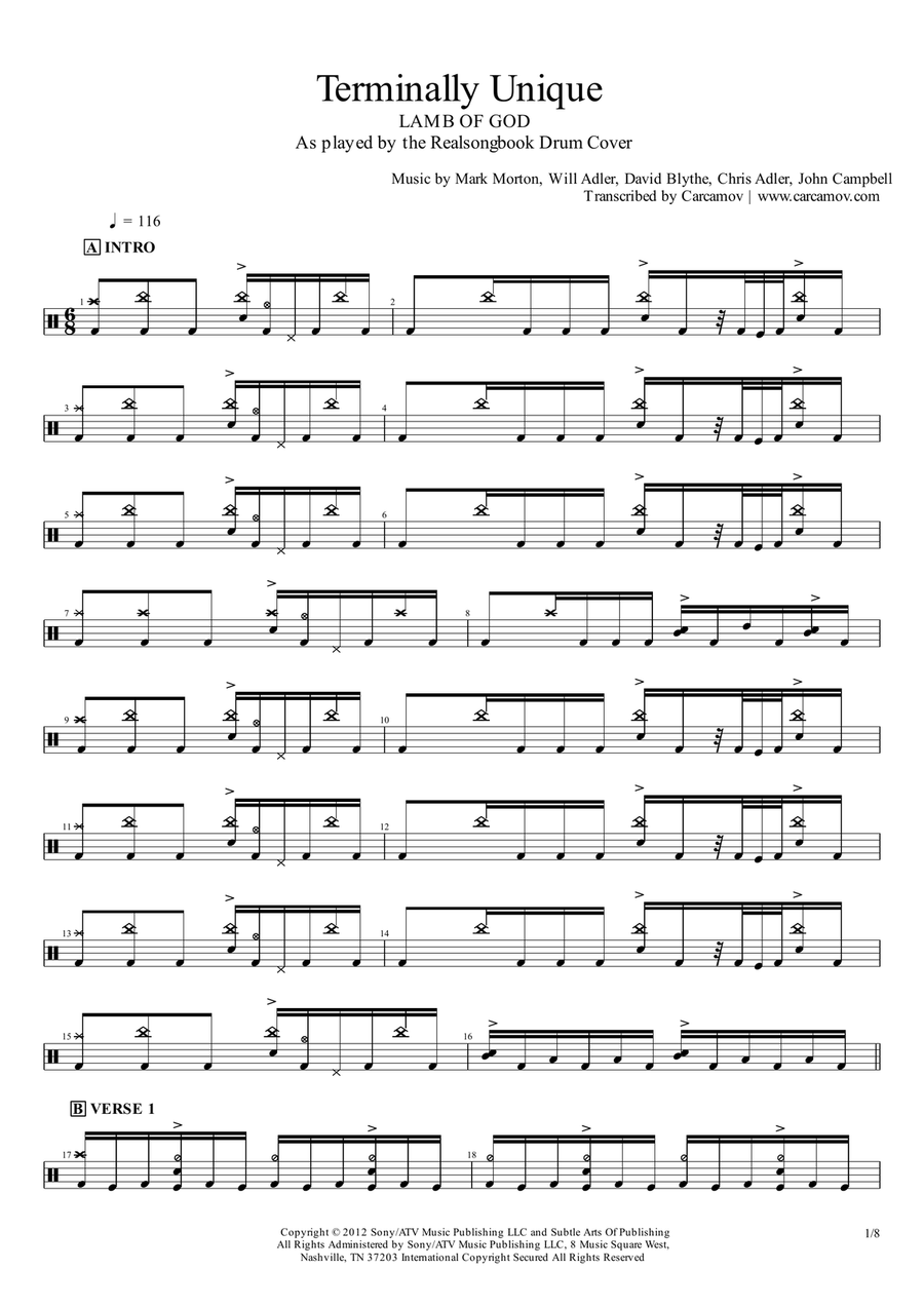 Terminally Unique Drum Set scores gallery preview page 1