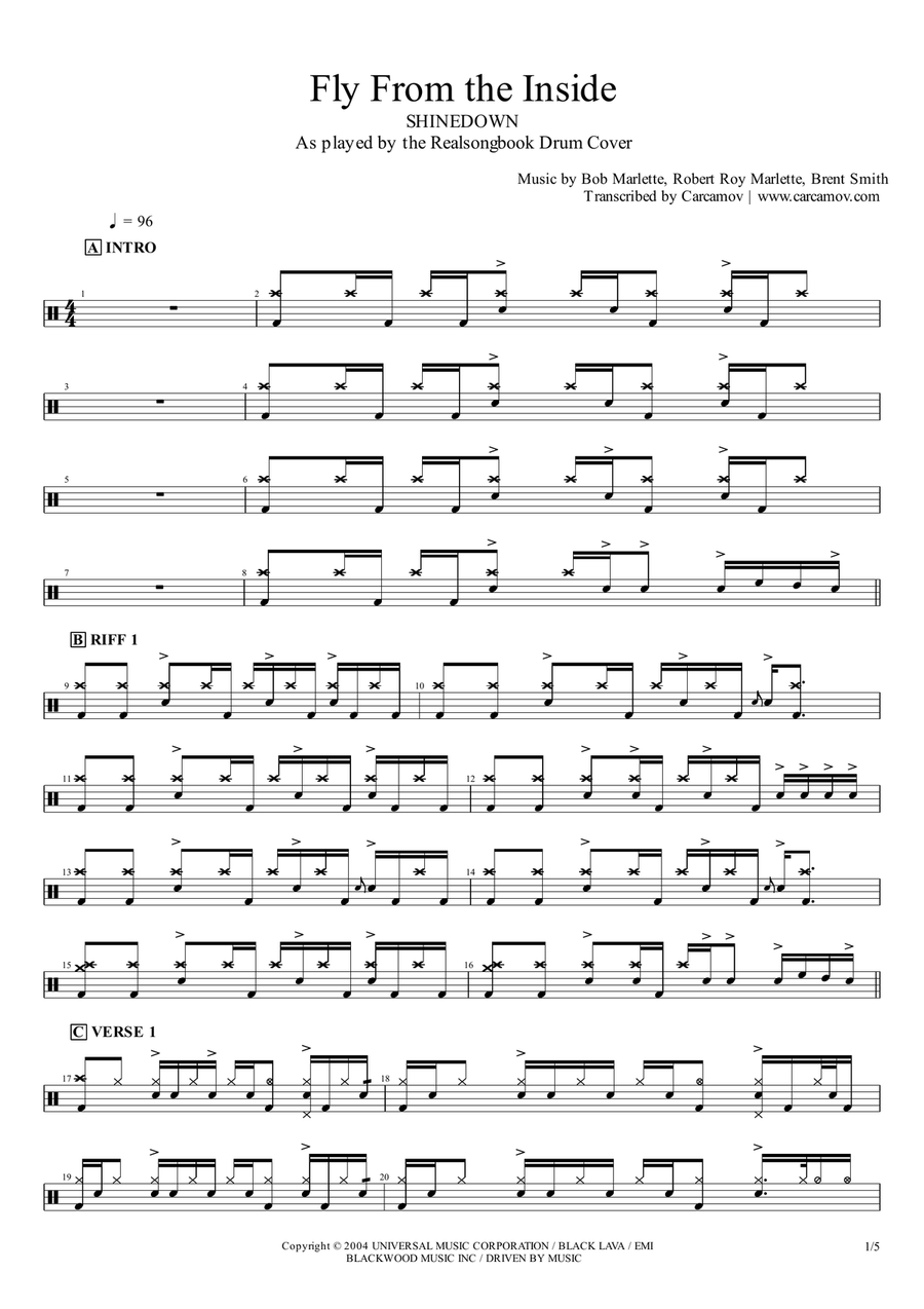 Fly From The Inside Fly From The Inside Drum Set scores gallery preview page 1